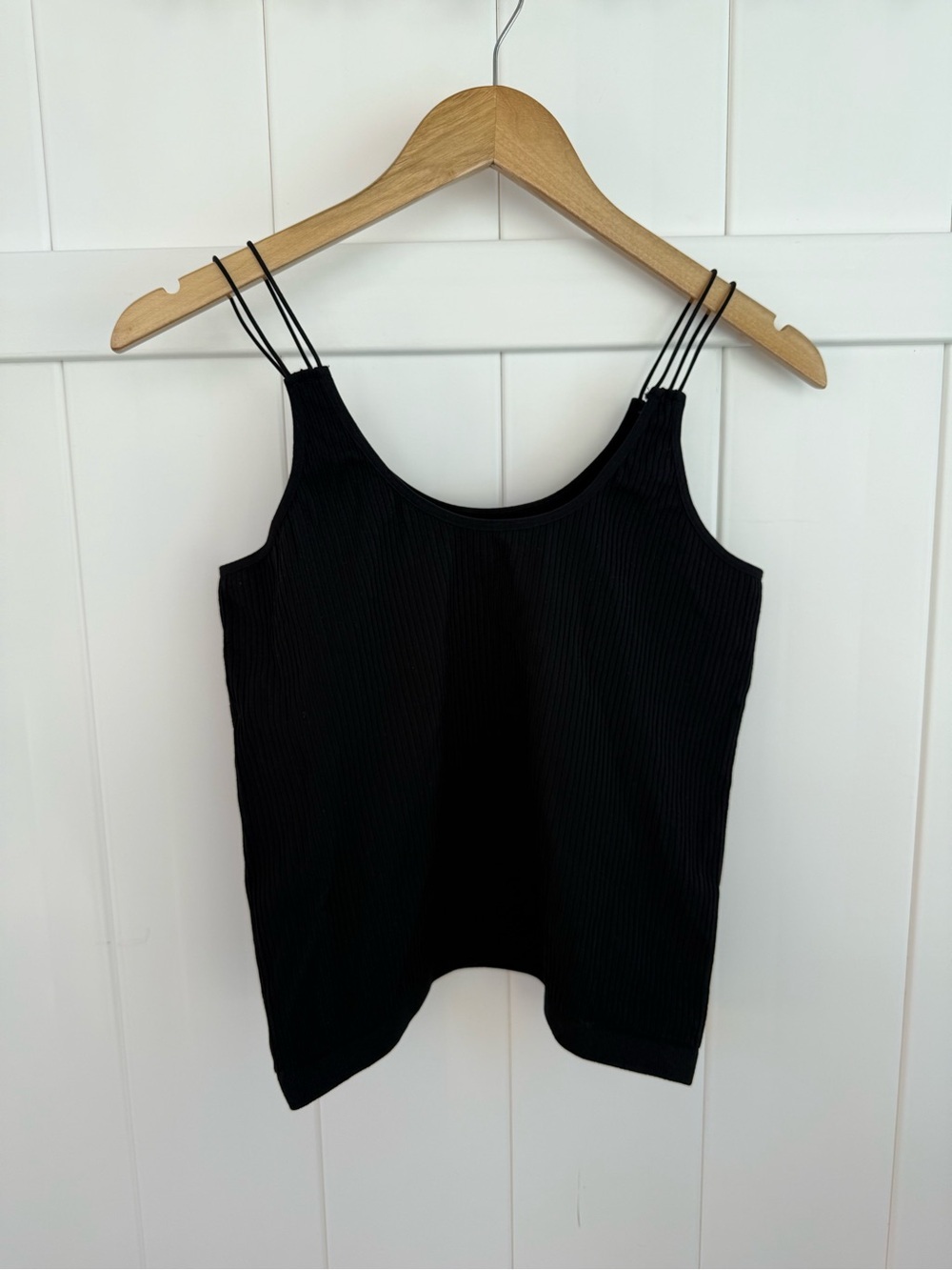 Versions Women's Black Ribbed Double-Strap Tank Top